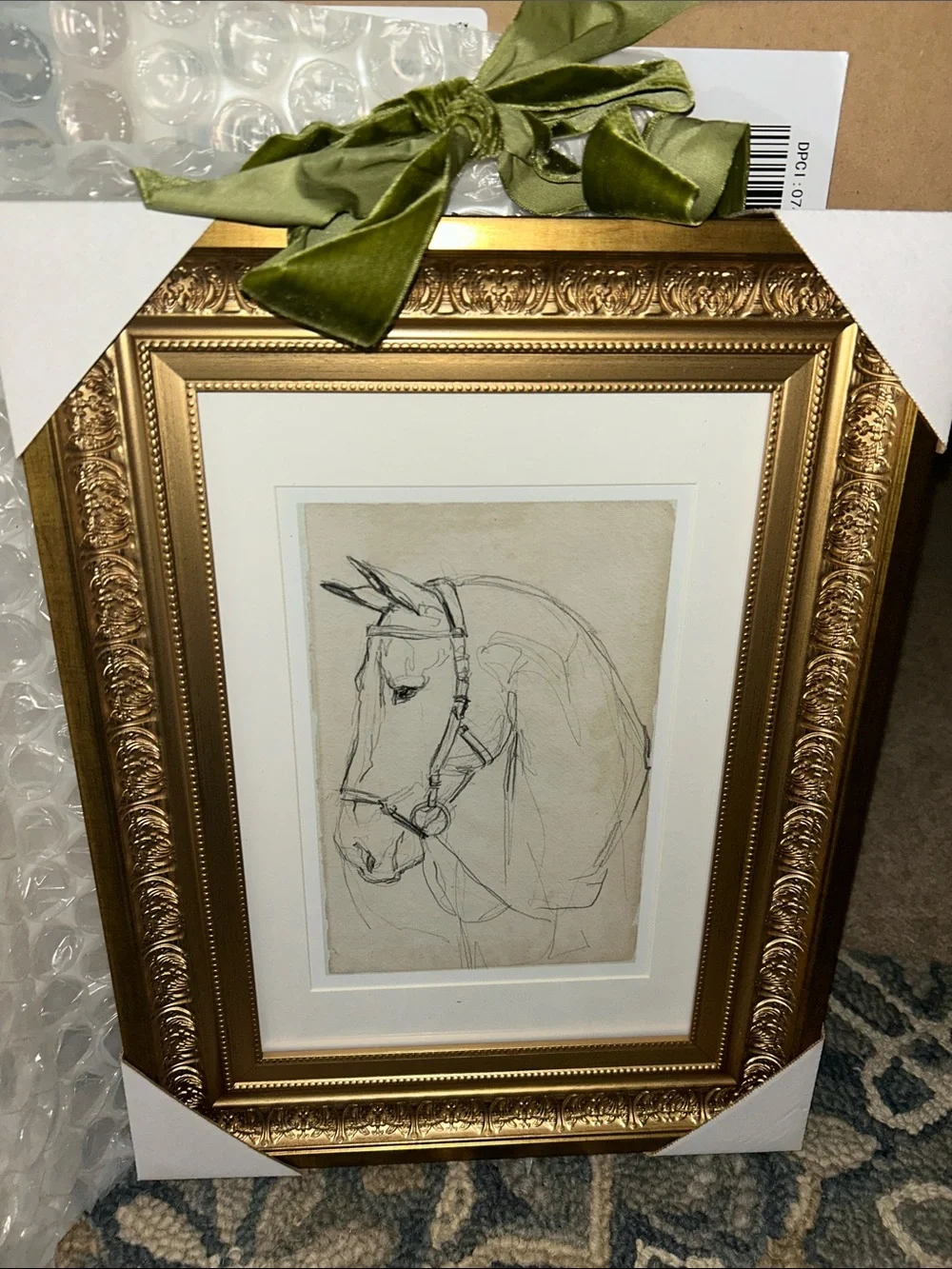 Studio McGee 12” x 16” Horse Sketch Wall Art with Ribbon